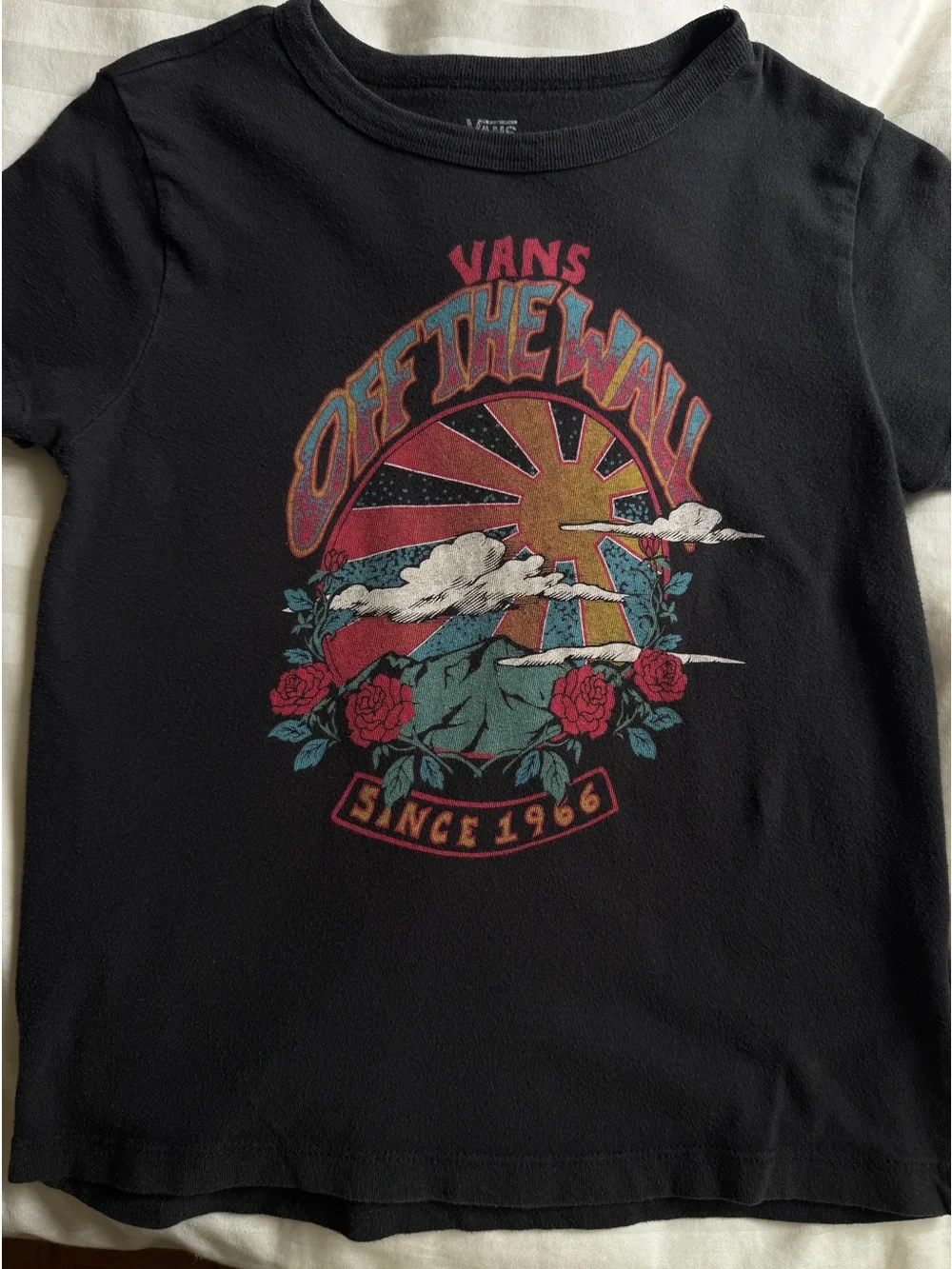 Vans Off The Wall Born To Roam Black Graphic T-Shirt Sz XS